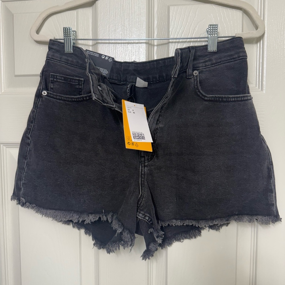 Denim High Waist Shorts Divided black frayed edge Size 8